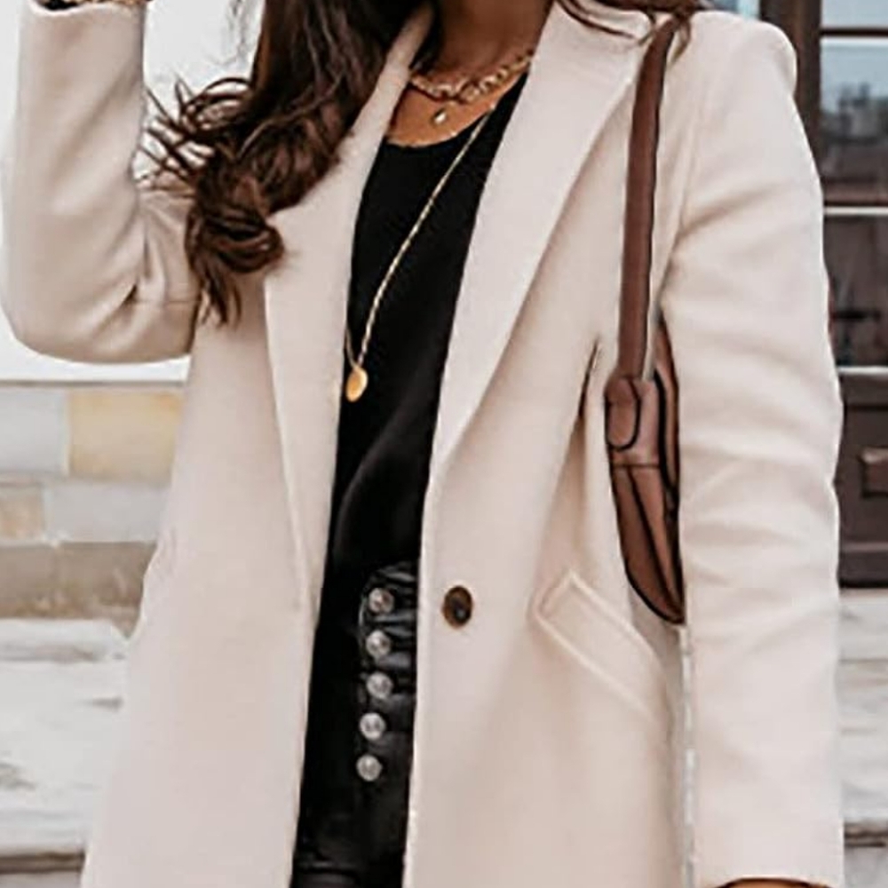 Mrulie Coat Wool Thin Trench Style Coat Size L